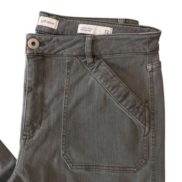 J. Jill light English moss high rise straight pants un cuffed size 12 - Picture 6 of 10